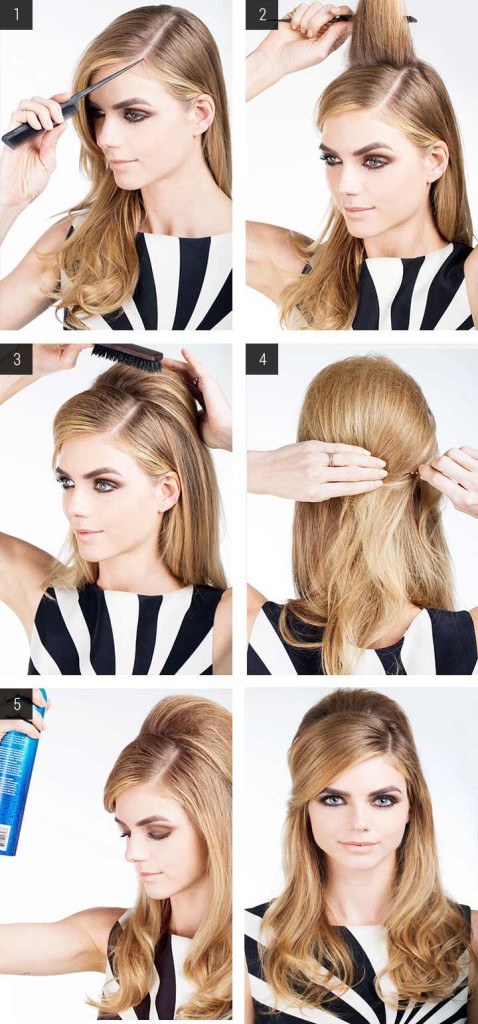 начес на распущенных волосах